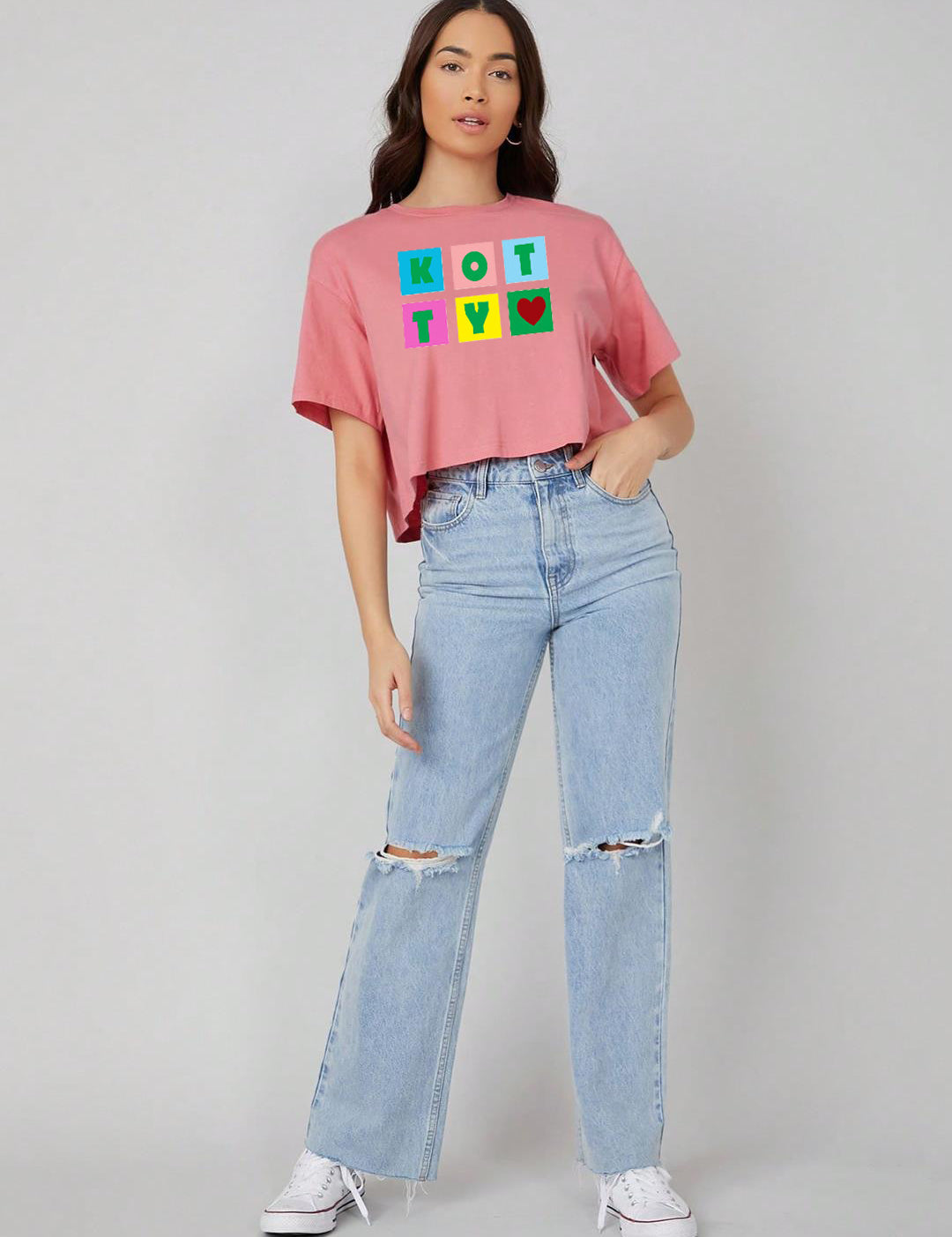 KOTTY Printed, Typography Women Round Neck Pink T-Shirt 