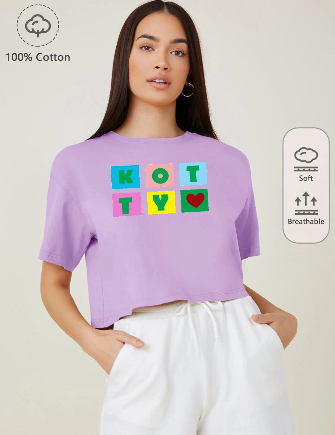 KOTTY Printed, Typography Women Round Neck Purple T-Shirt 