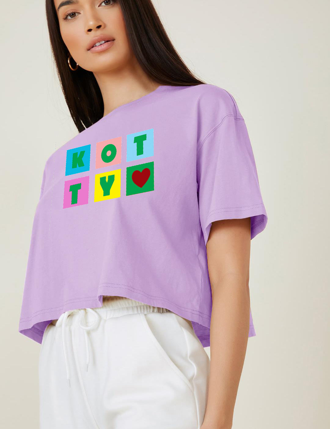 KOTTY Printed, Typography Women Round Neck Purple T-Shirt 