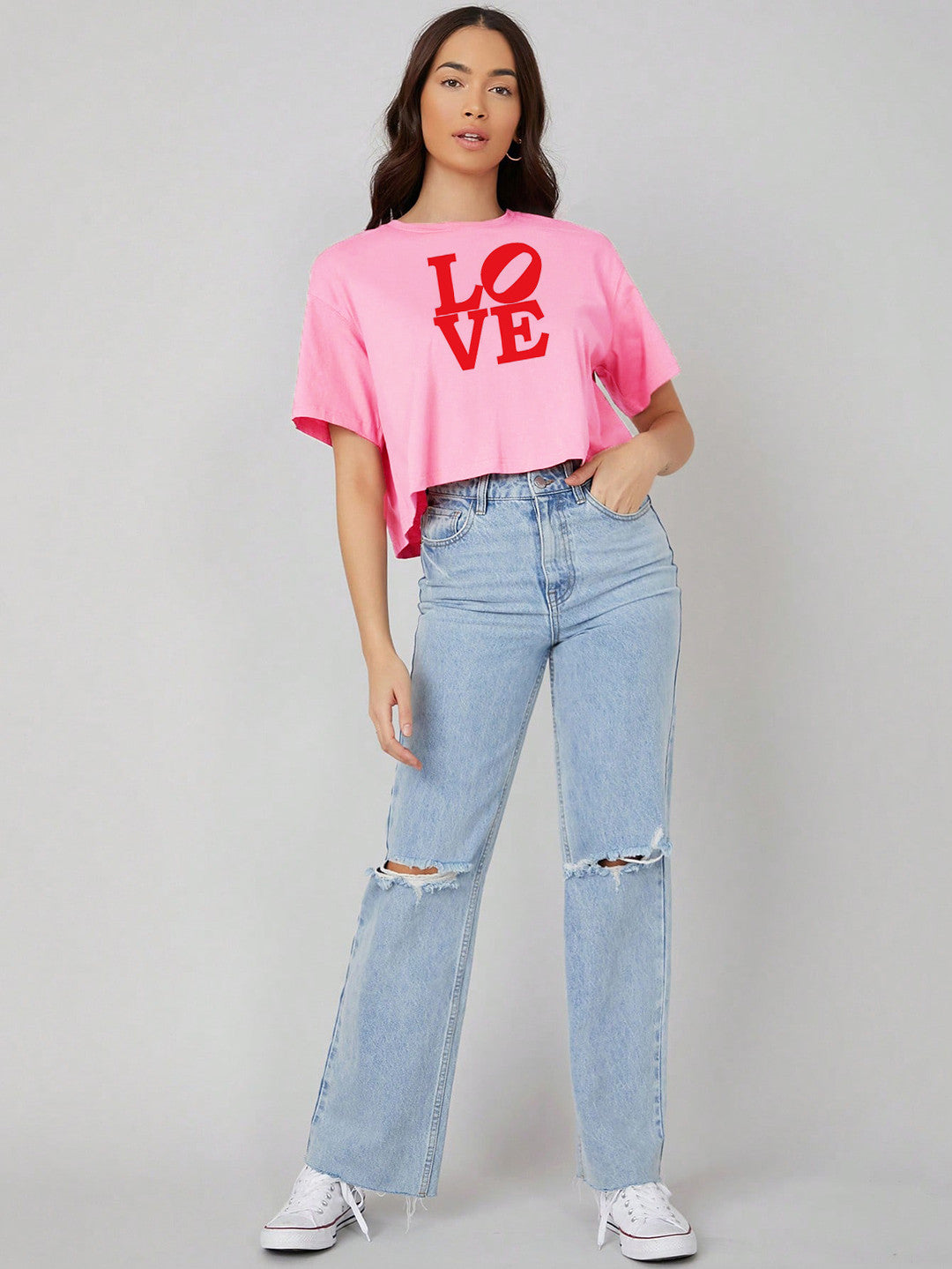 KOTTY Typography Women Round Neck Pink T-Shirt 