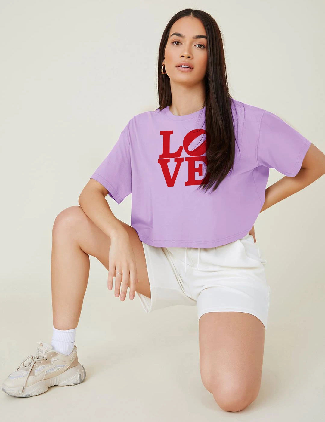 KOTTY Typography Women Round Neck Purple T-Shirt 
