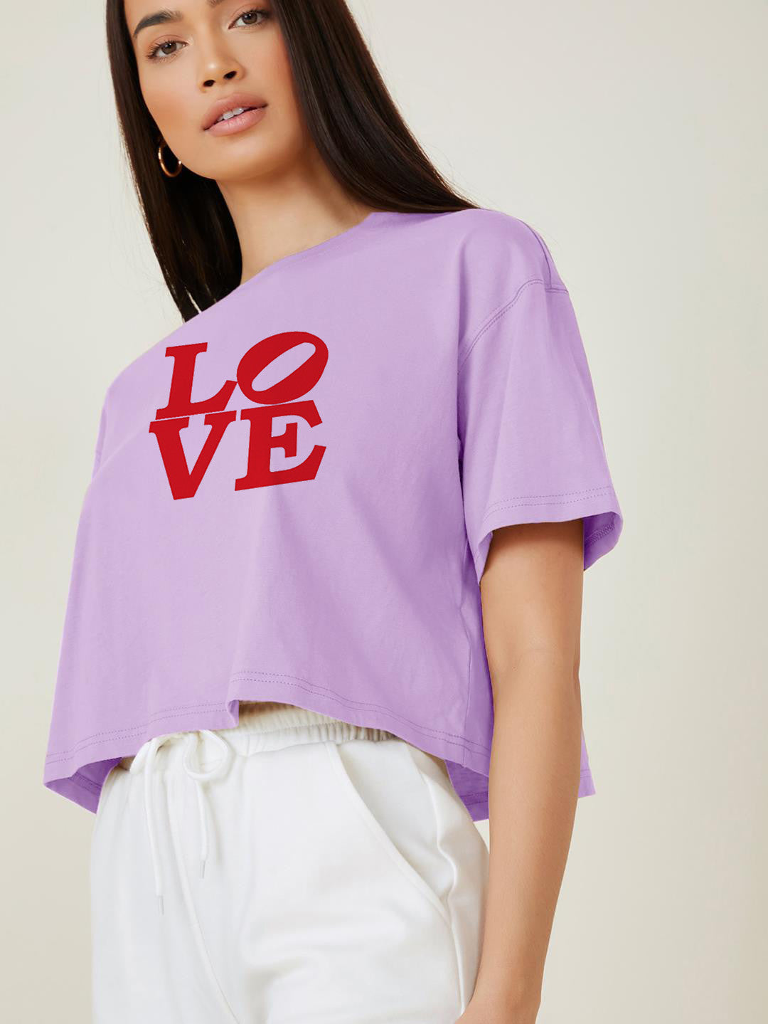 KOTTY Typography Women Round Neck Purple T-Shirt 