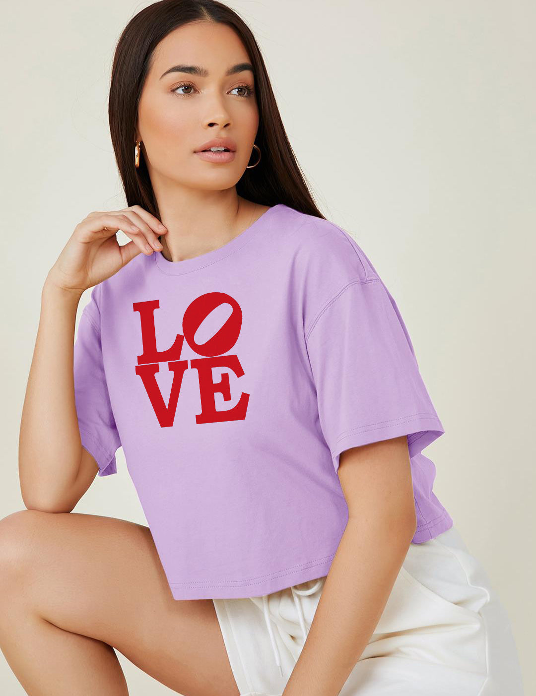 KOTTY Typography Women Round Neck Purple T-Shirt 