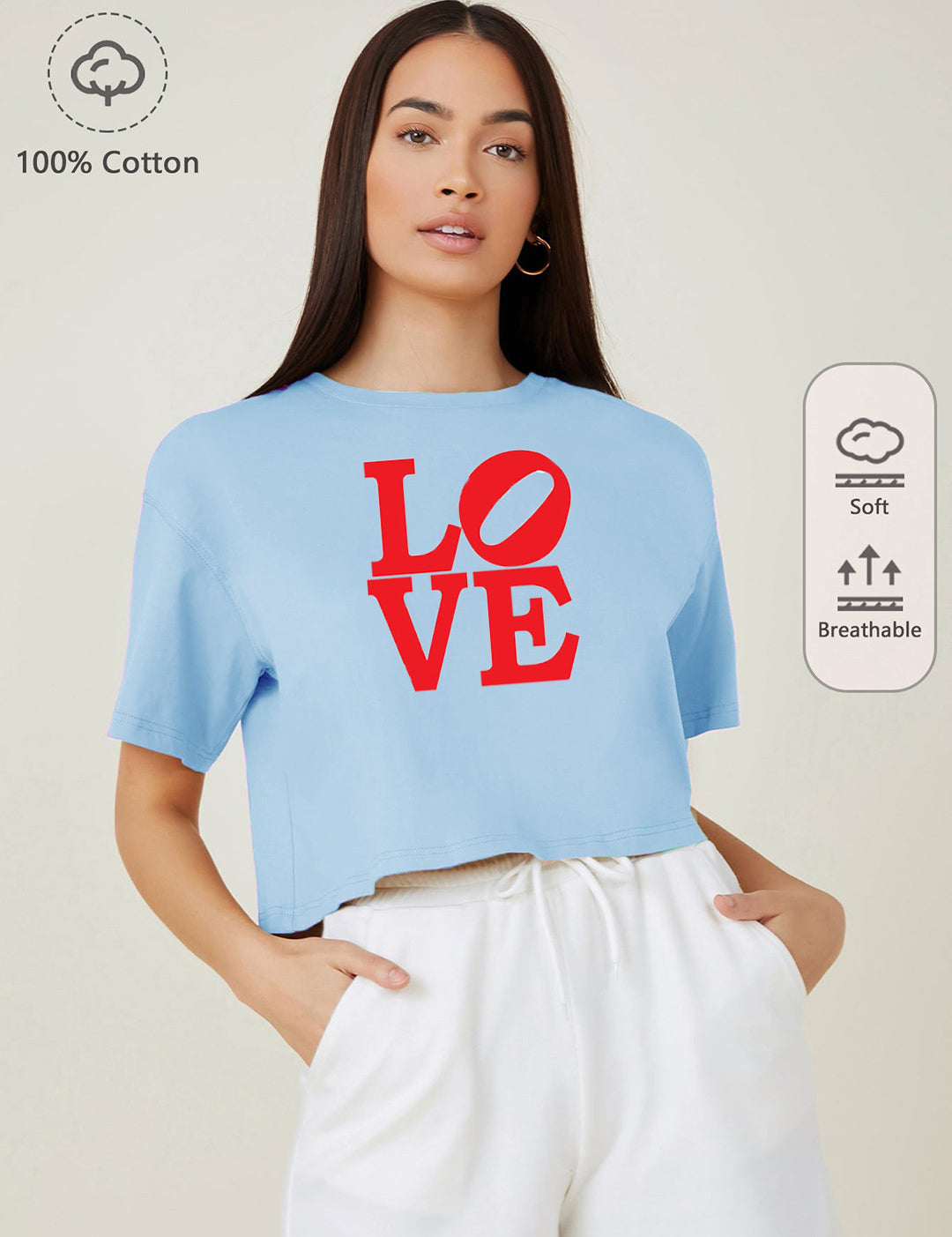 KOTTY Typography Women Round Neck Blue T-Shirt 
