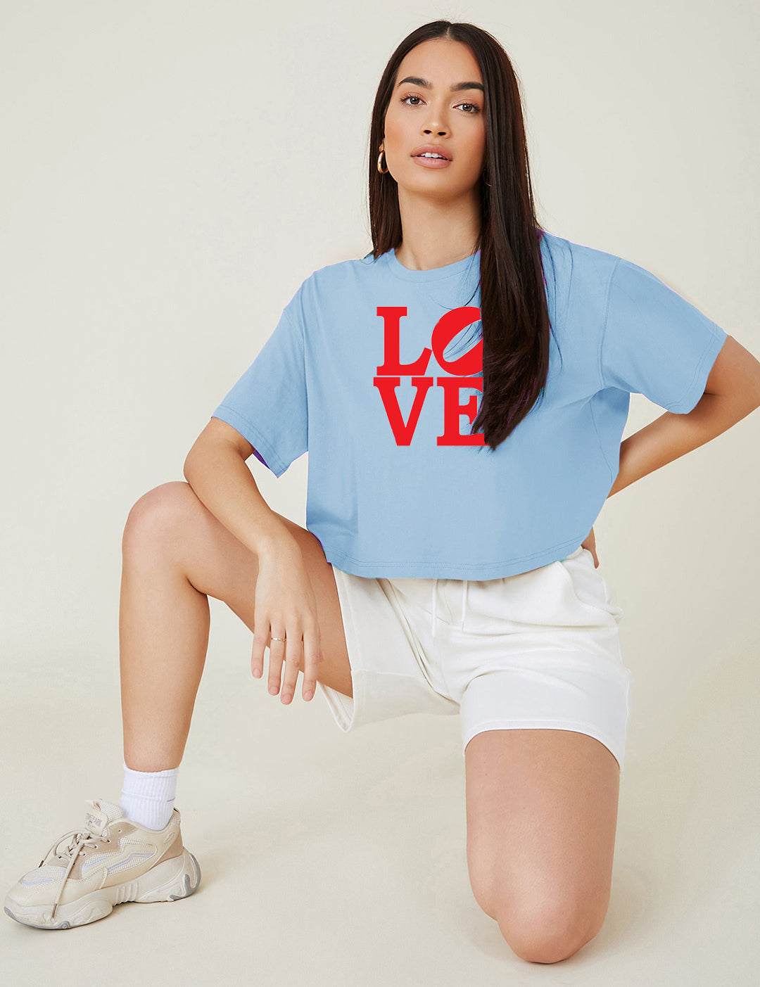 KOTTY Typography Women Round Neck Blue T-Shirt 