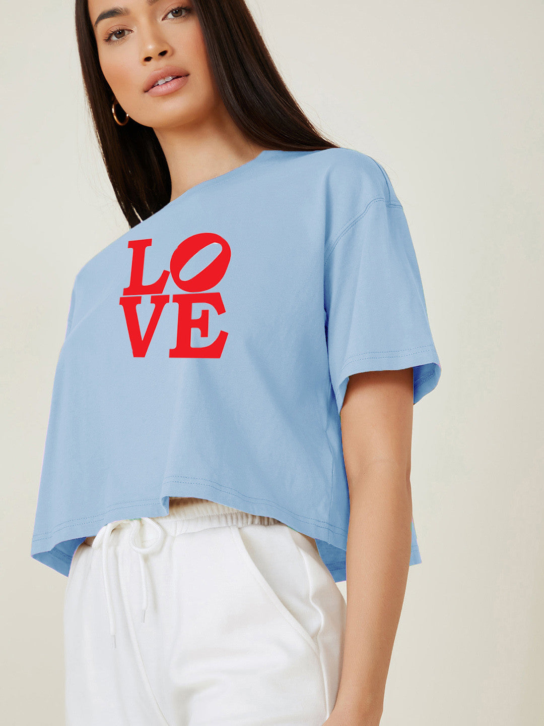 KOTTY Typography Women Round Neck Blue T-Shirt 