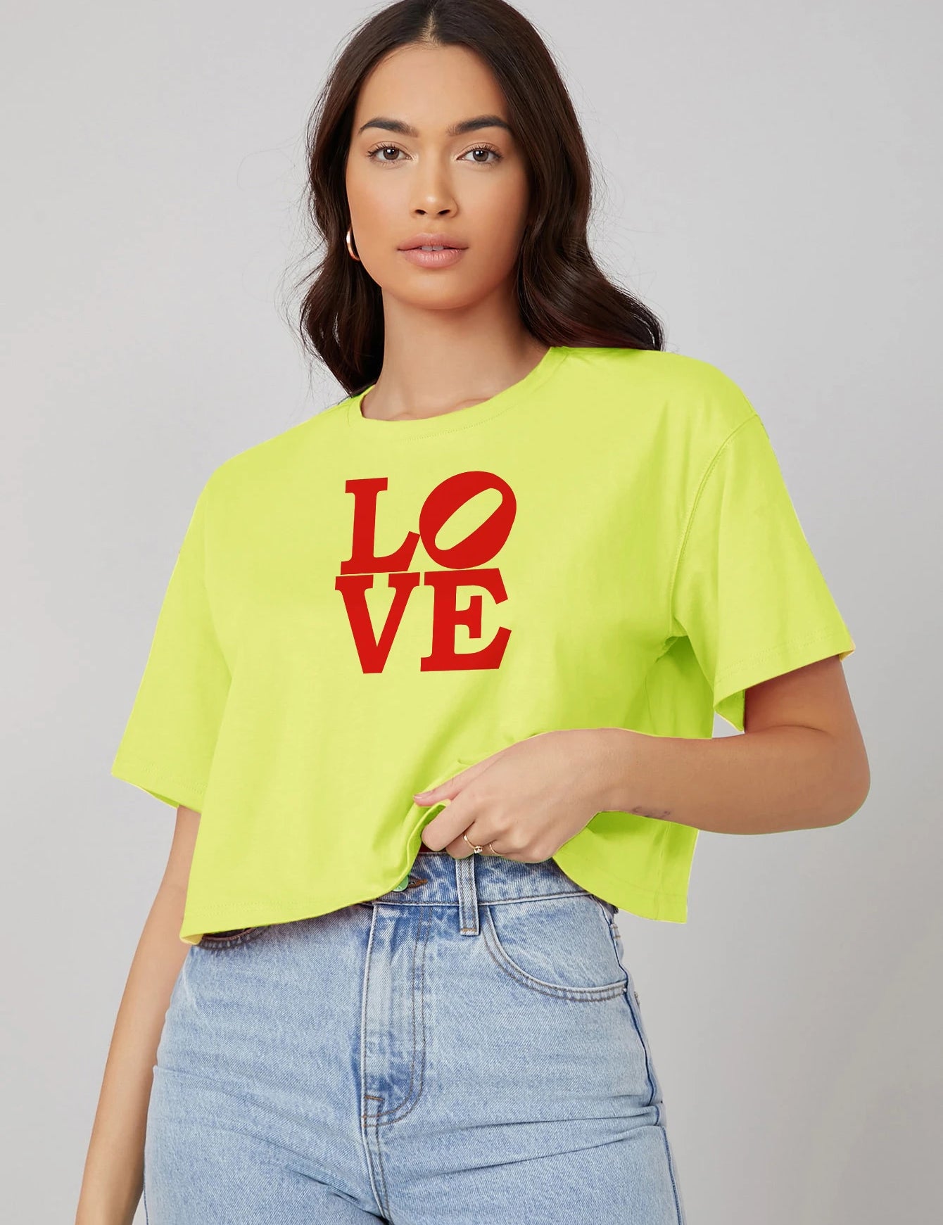 KOTTY Typography Women Round Neck Yellow T-Shirt 