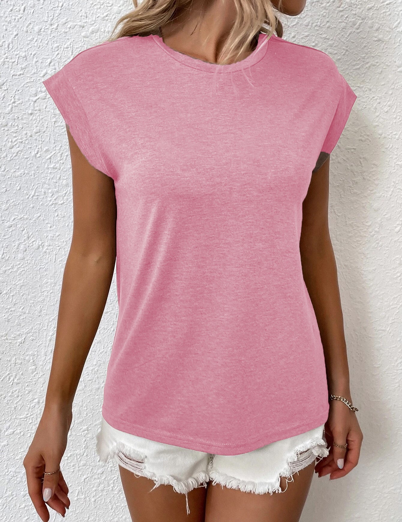 KOTTY Solid Women Round Neck Pink T-Shirt 