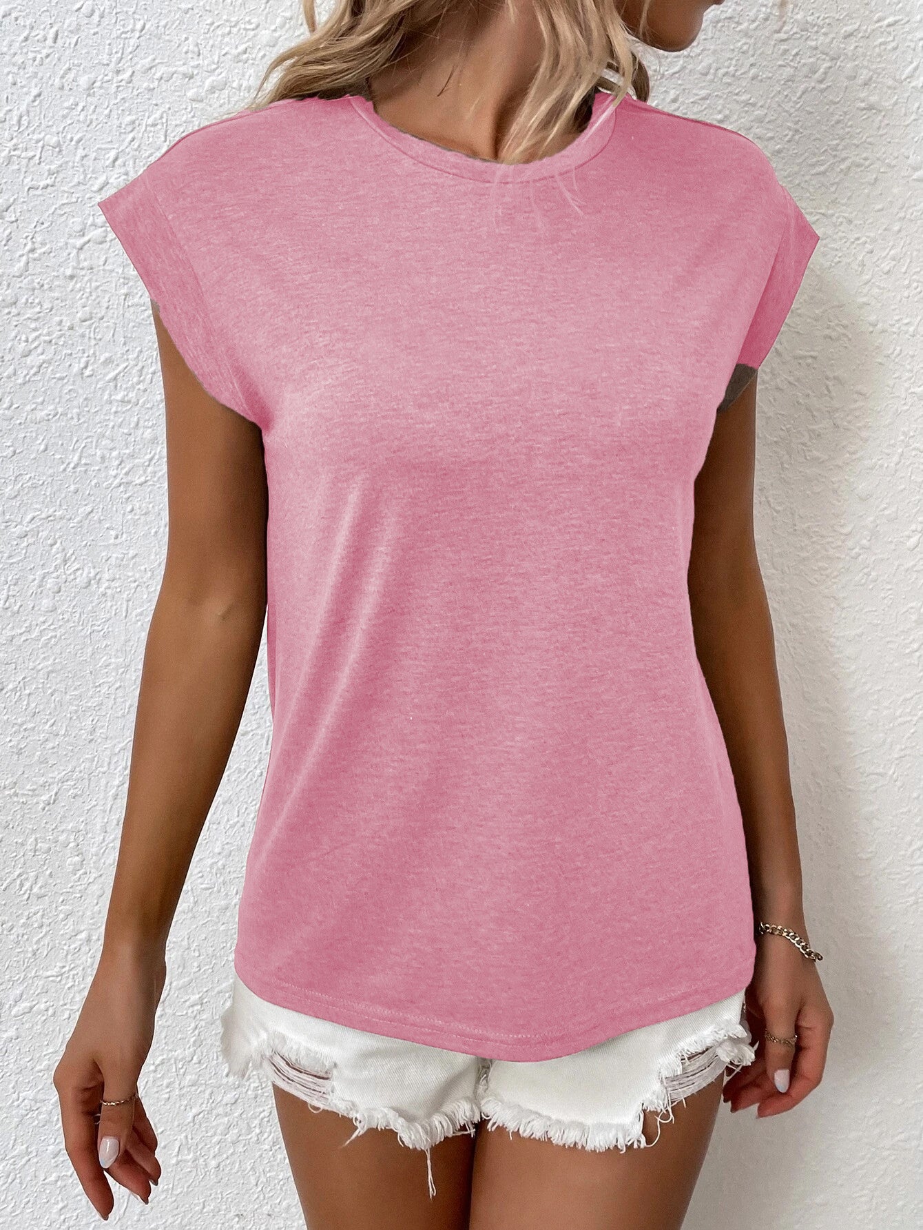 KOTTY Solid Women Round Neck Pink T-Shirt 