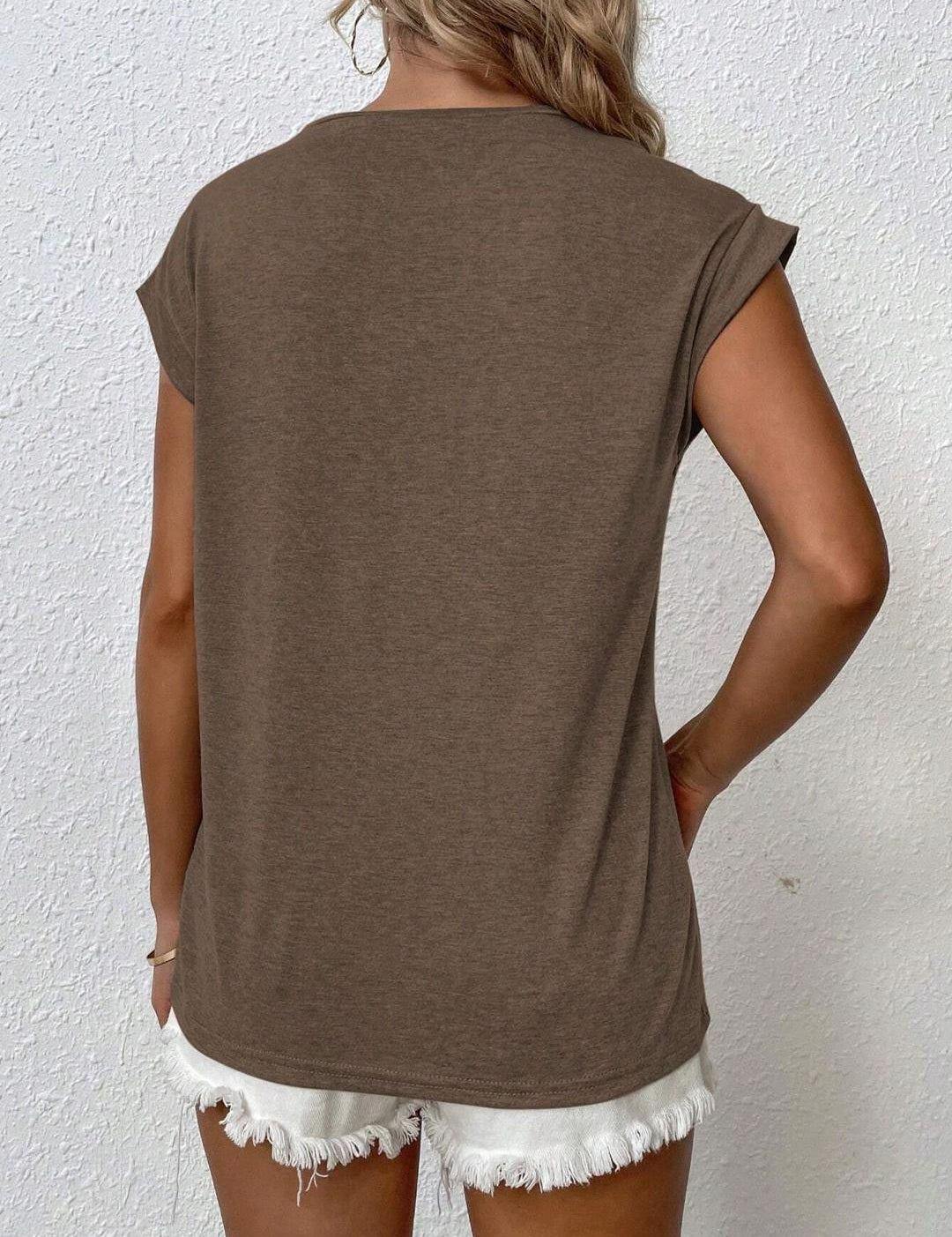 KOTTY Solid Women Round Neck Brown T-Shirt 
