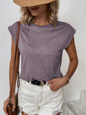 KOTTY Solid Women Round Neck Purple T-Shirt 