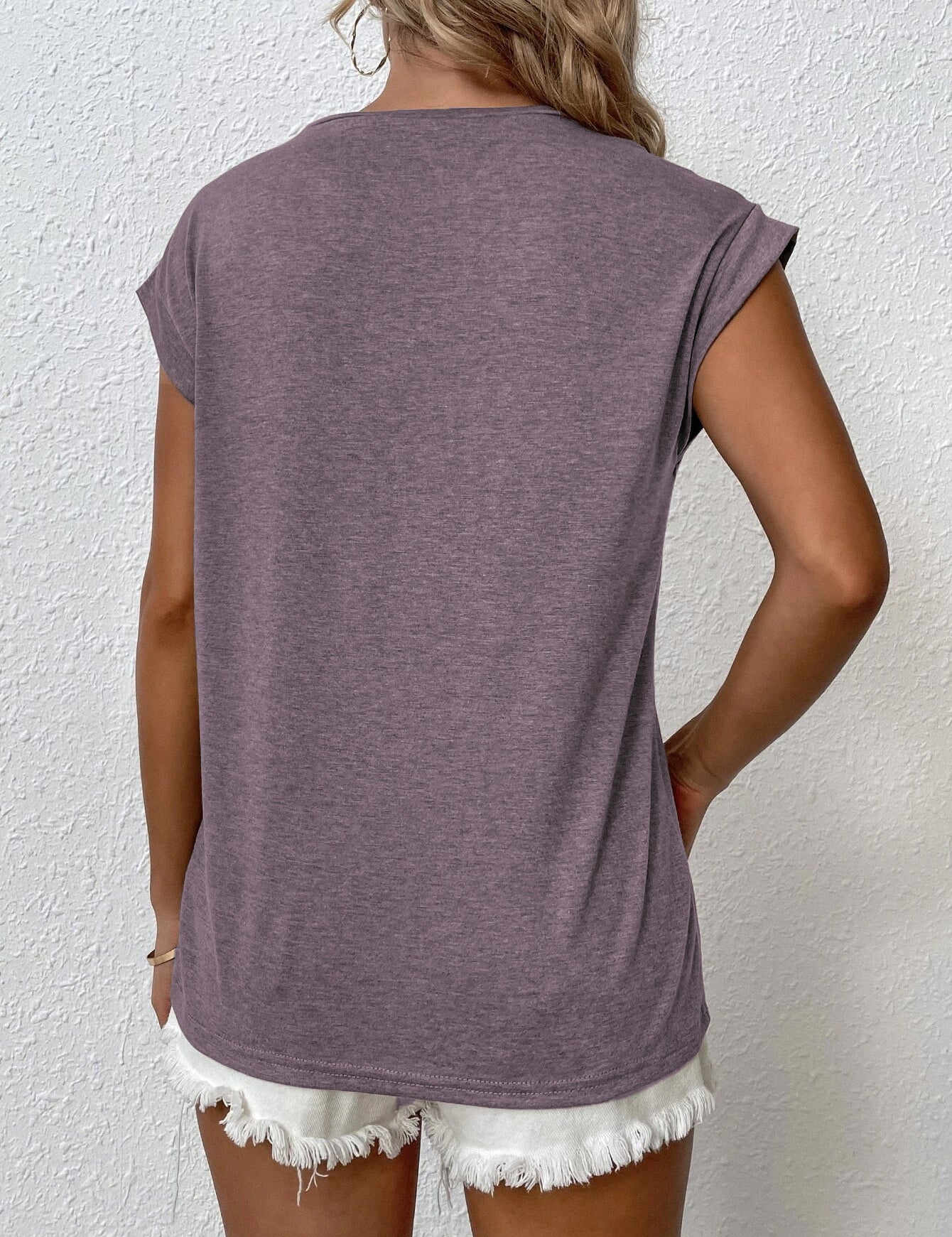 KOTTY Solid Women Round Neck Purple T-Shirt 