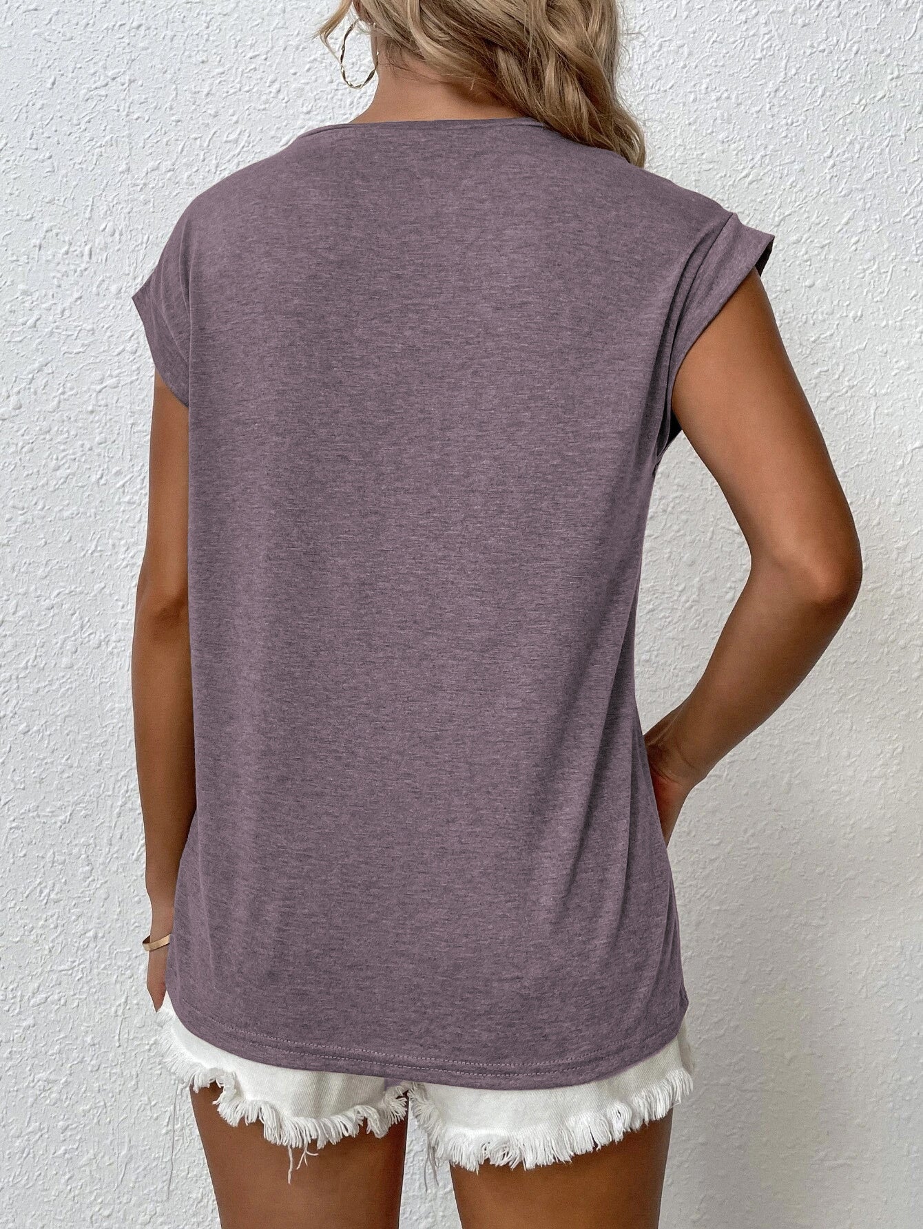 KOTTY Solid Women Round Neck Purple T-Shirt 