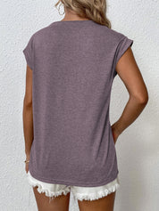 KOTTY Solid Women Round Neck Purple T-Shirt 