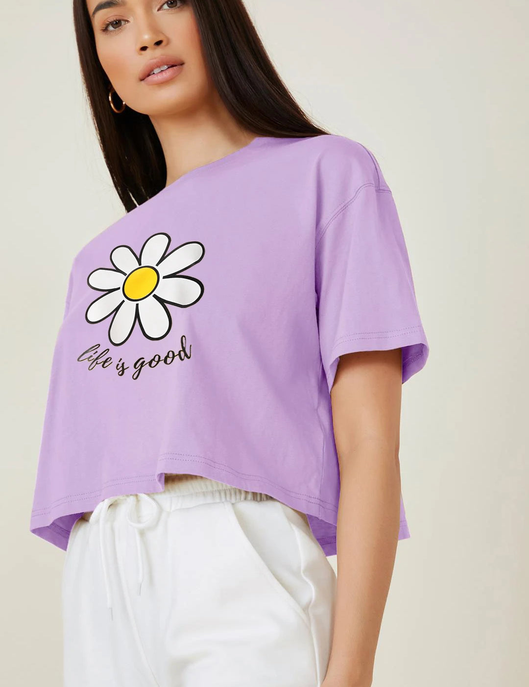 KOTTY Printed Women Round Neck Purple T-Shirt 