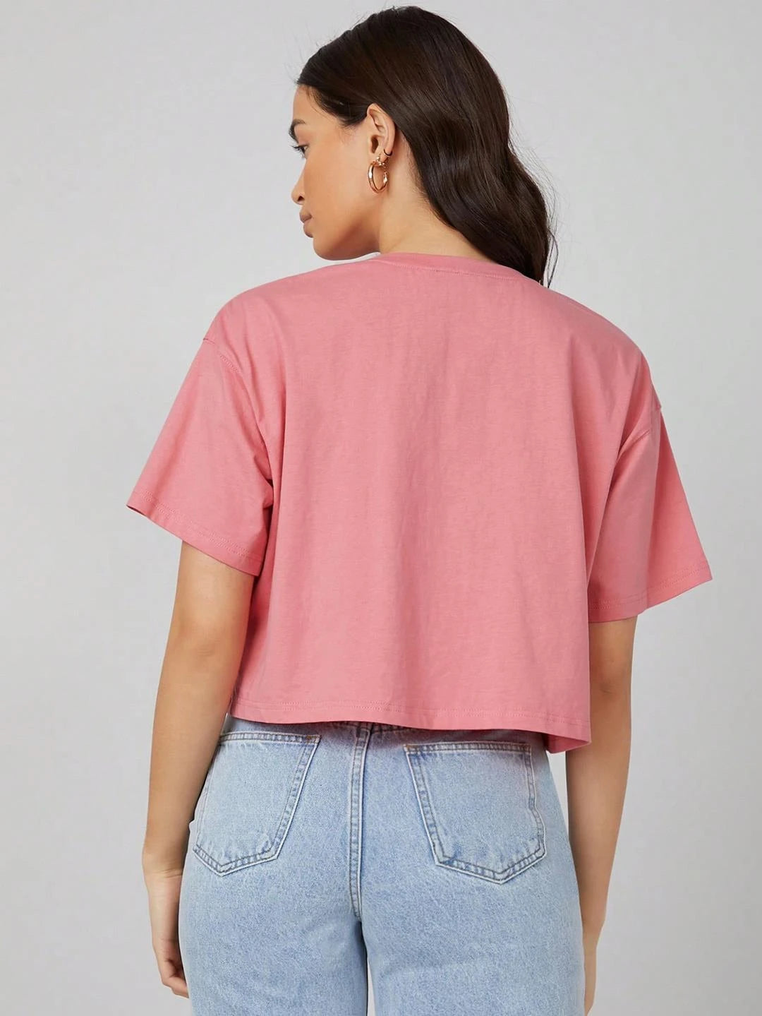KOTTY Printed Women Round Neck Pink T-Shirt 
