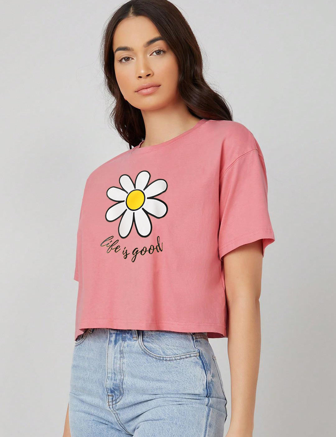 KOTTY Printed Women Round Neck Pink T-Shirt 