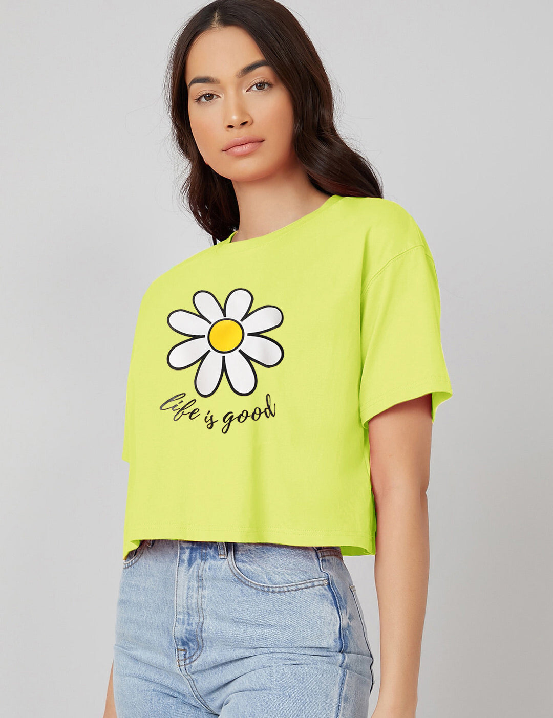 KOTTY Printed Women Round Neck Yellow T-Shirt 