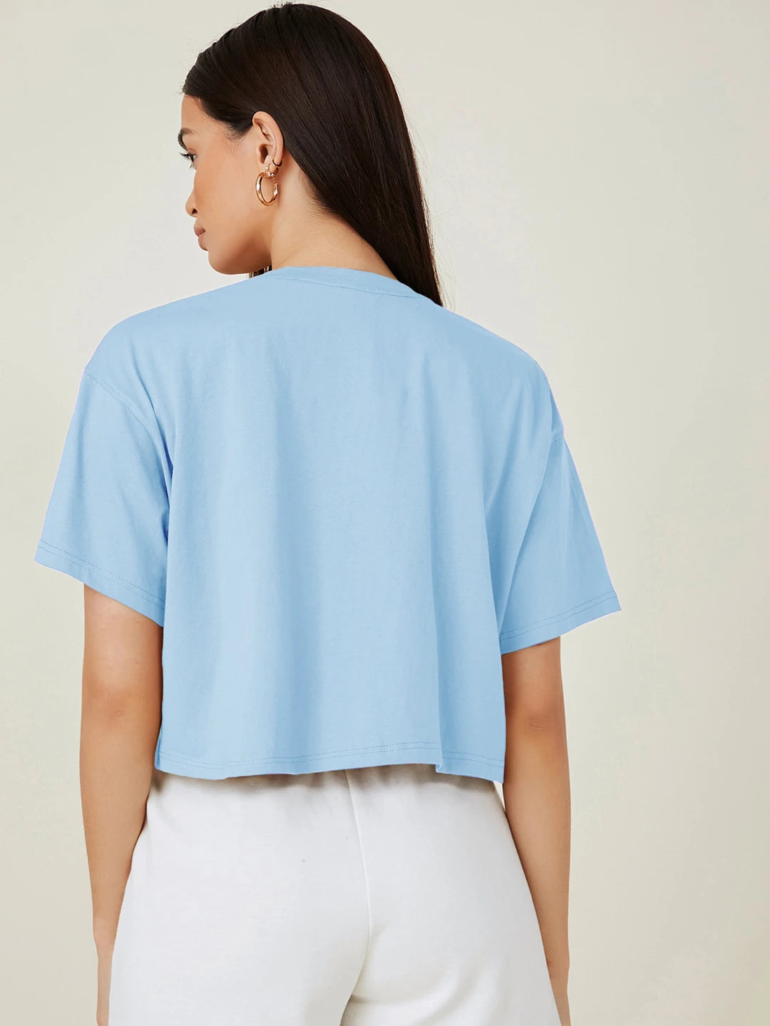 KOTTY Printed Women Round Neck Blue T-Shirt 