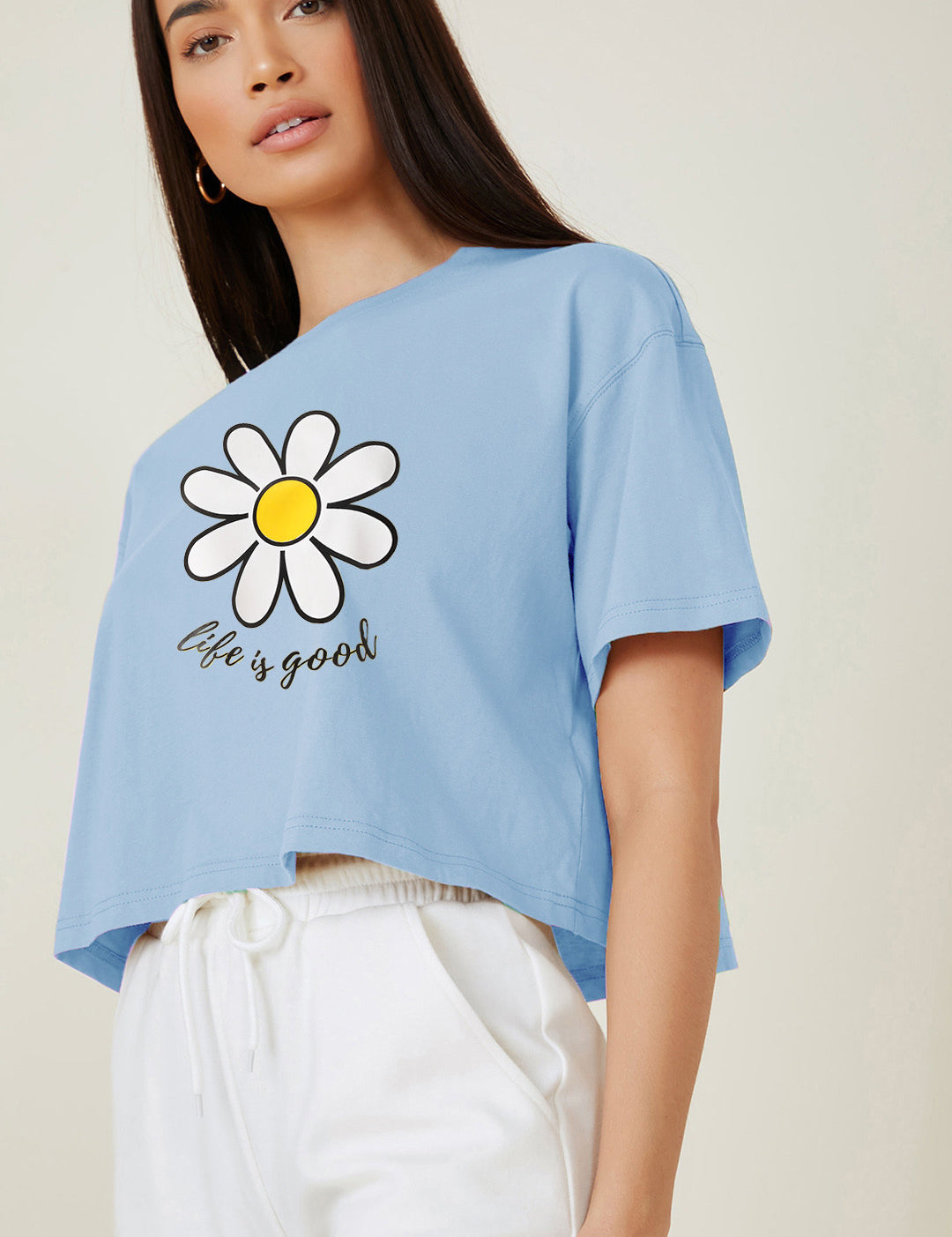 KOTTY Printed Women Round Neck Blue T-Shirt 