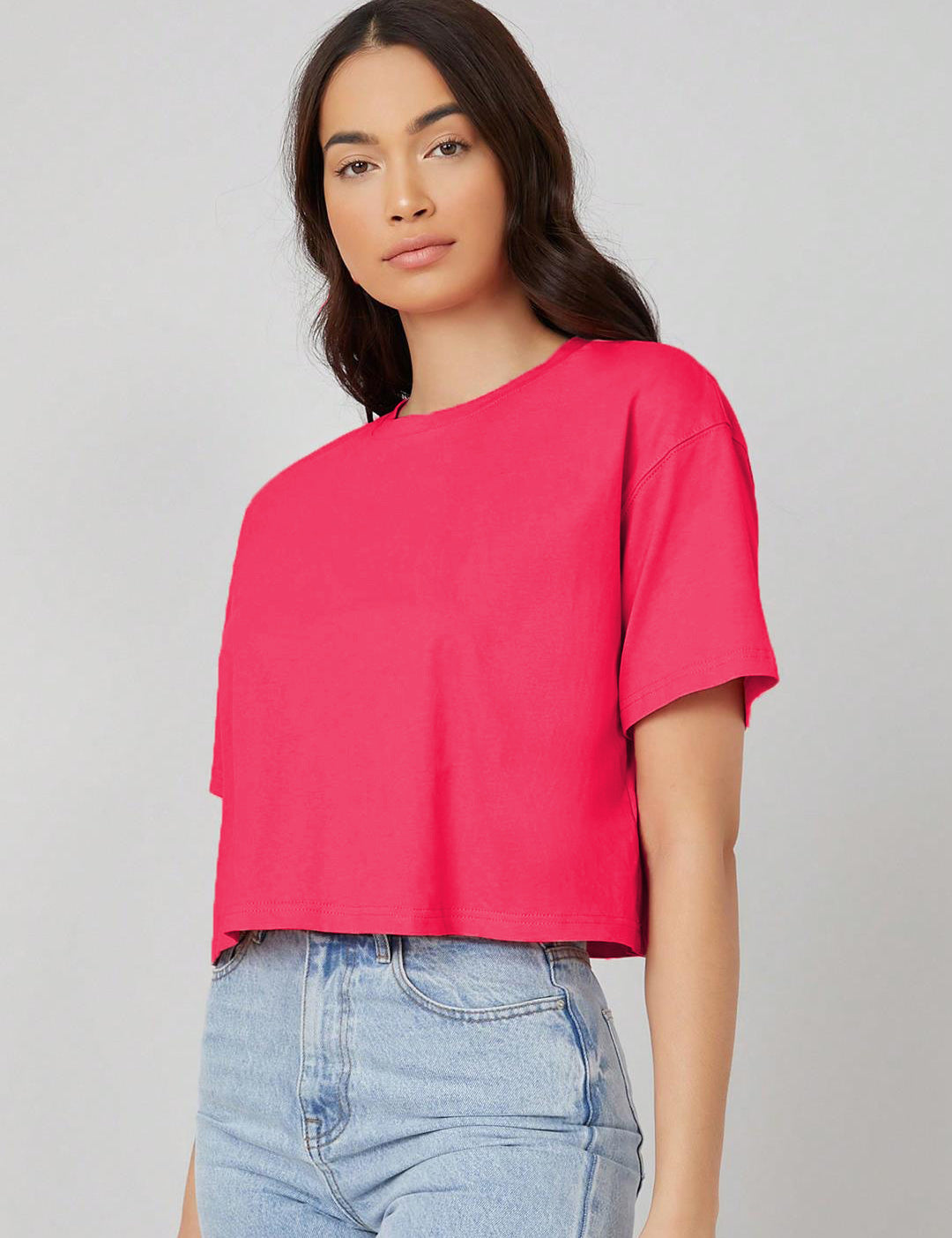 KOTTY Solid Women Round Neck Pink T-Shirt 