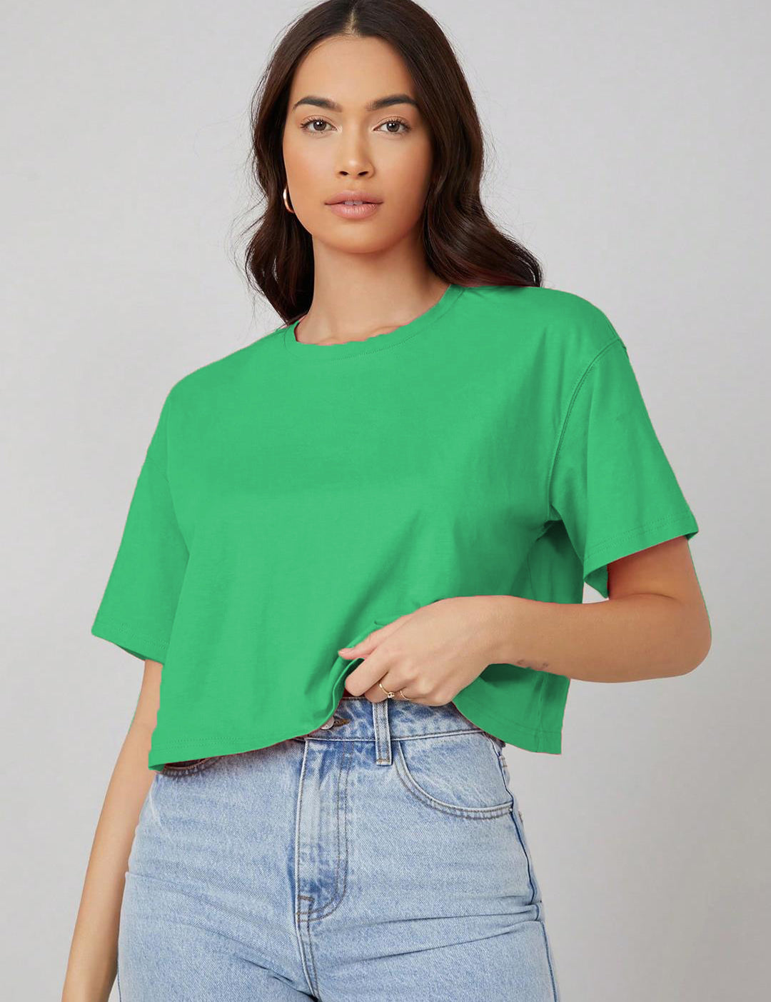 KOTTY Women's Solid Cotton Blend T-Shirt