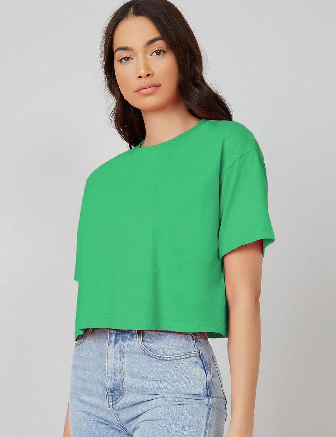 KOTTY Solid Women Round Neck Green T-Shirt 