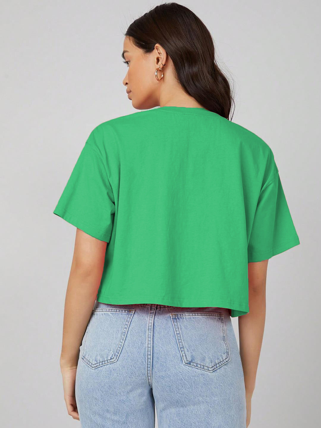 KOTTY Solid Women Round Neck Green T-Shirt 