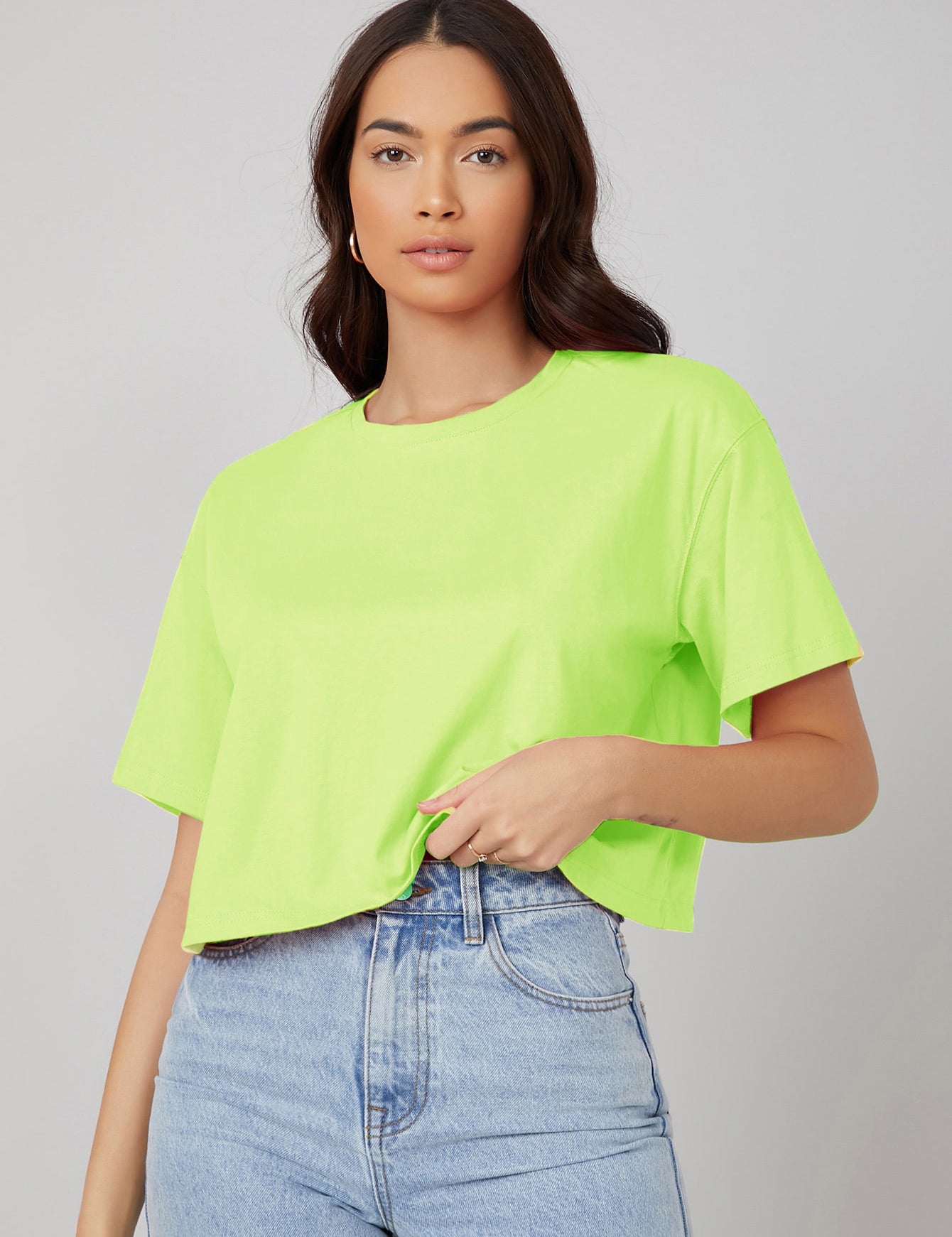 KOTTY Women's Solid Cotton Blend T-Shirt