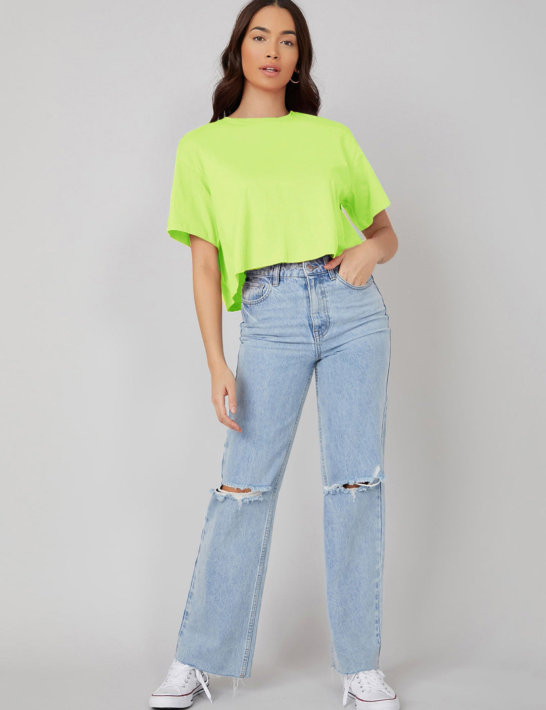 KOTTY Solid Women Round Neck Green T-Shirt 