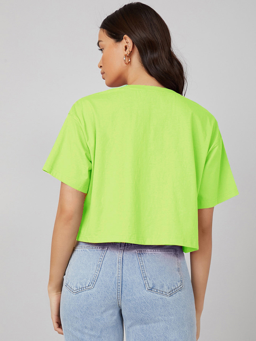 KOTTY Solid Women Round Neck Green T-Shirt 