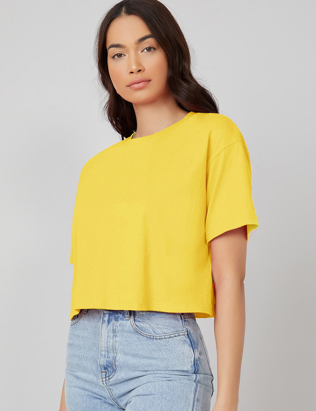 KOTTY Women's Solid Cotton Blend T-Shirt