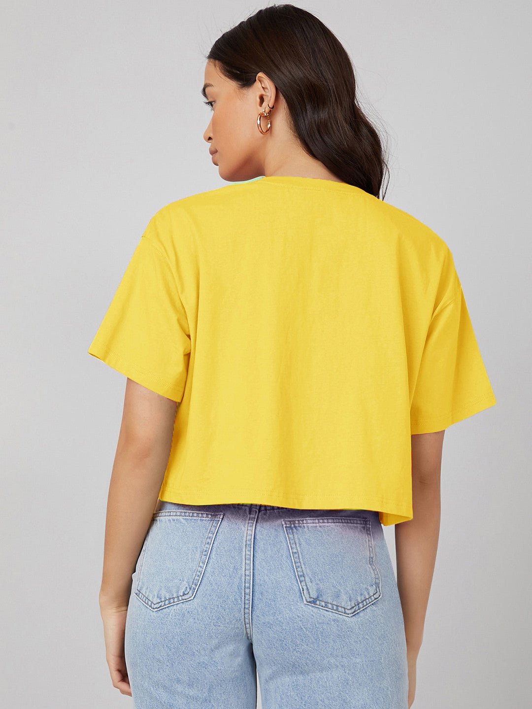 KOTTY Solid Women Round Neck Yellow T-Shirt 