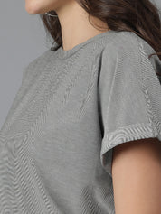 KOTTY Solid Women Round Neck Grey T-Shirt 