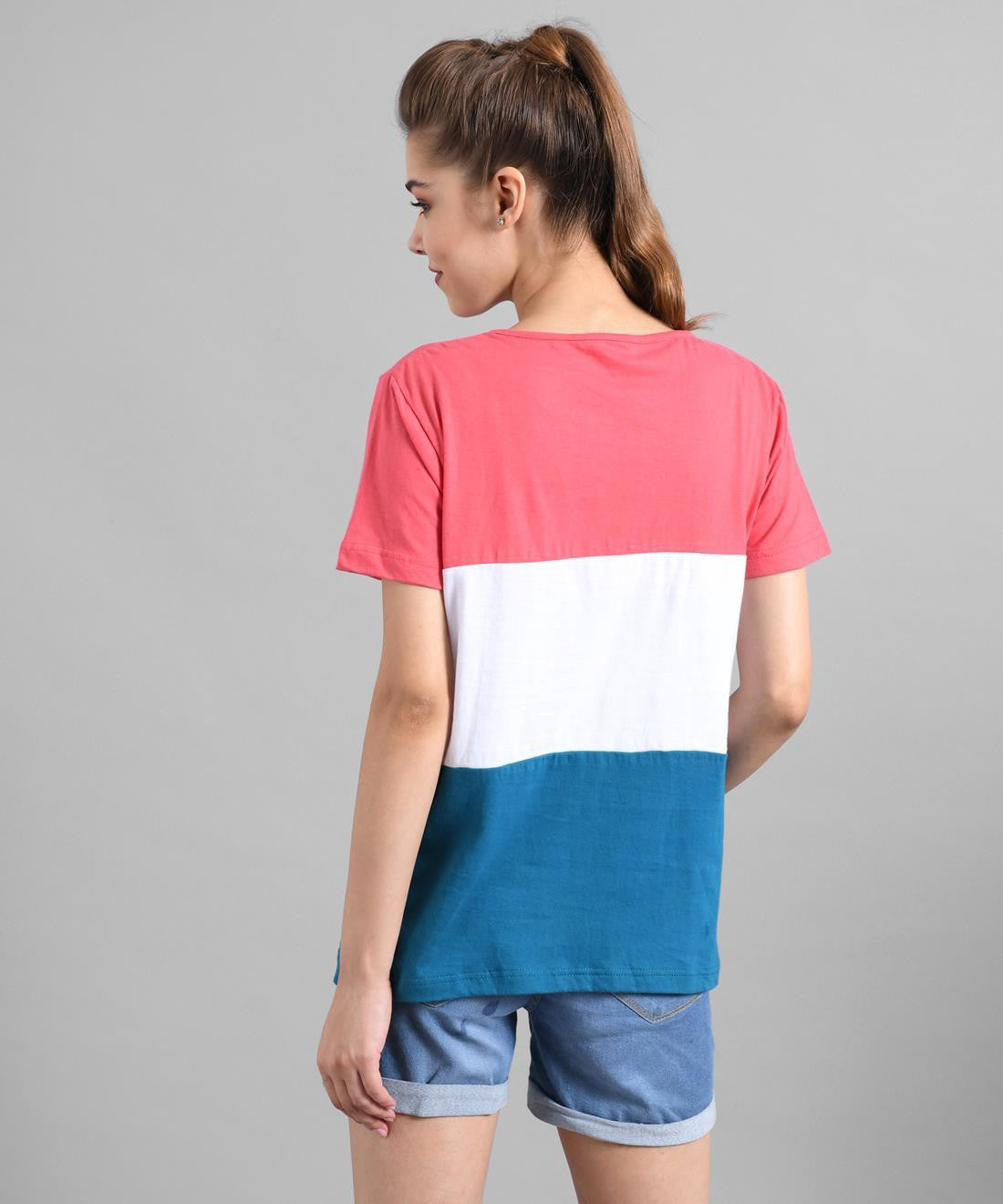 KOTTY Colorblock Women Round Neck Multicolor T-Shirt 