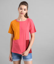 KOTTY Colorblock Women Round Neck Multicolor T-Shirt 