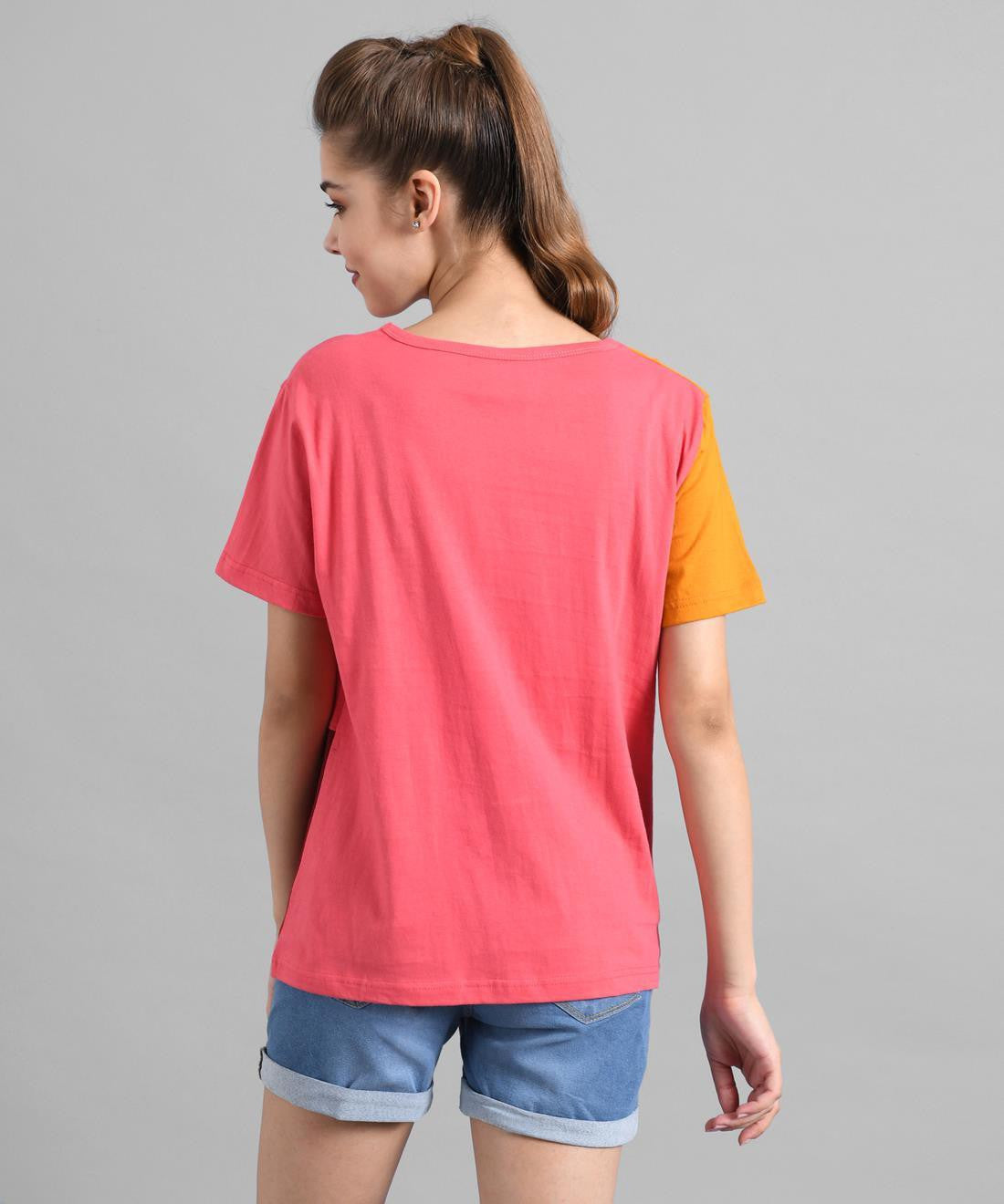 KOTTY Colorblock Women Round Neck Multicolor T-Shirt 