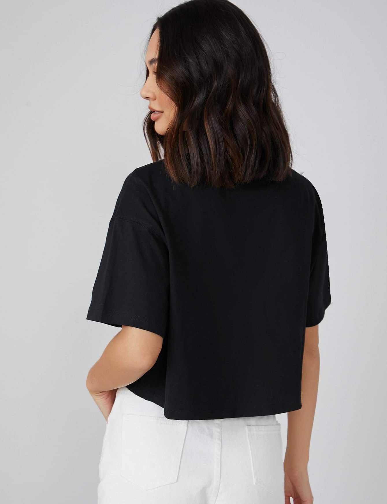 KOTTY Solid Women Round Neck Black T-Shirt 