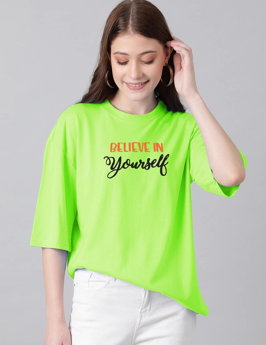 KOTTY Printed Women Round Neck Light Green T-Shirt 