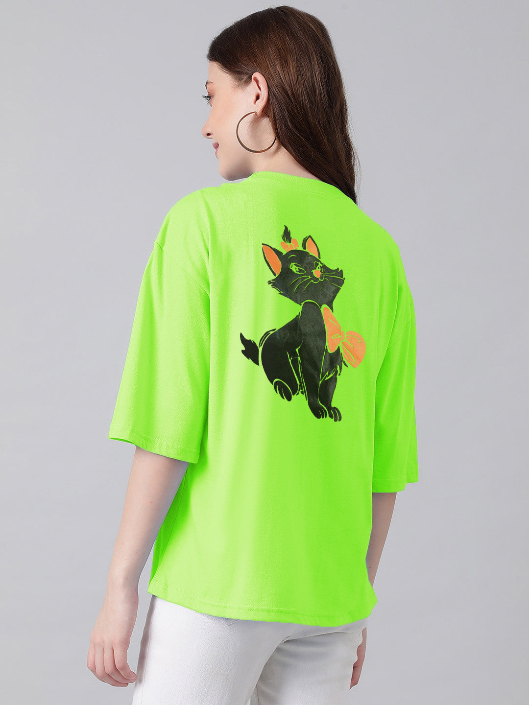 KOTTY Printed Women Round Neck Light Green T-Shirt 