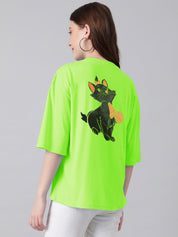 KOTTY Printed Women Round Neck Light Green T-Shirt 