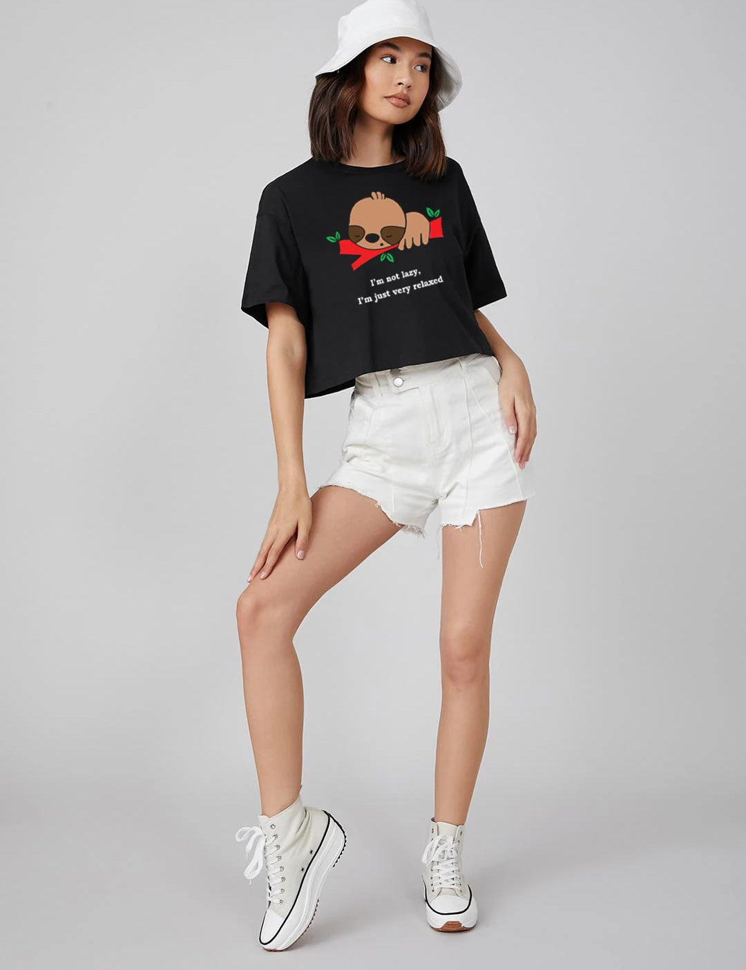 KOTTY Printed Women Round Neck Black T-Shirt 