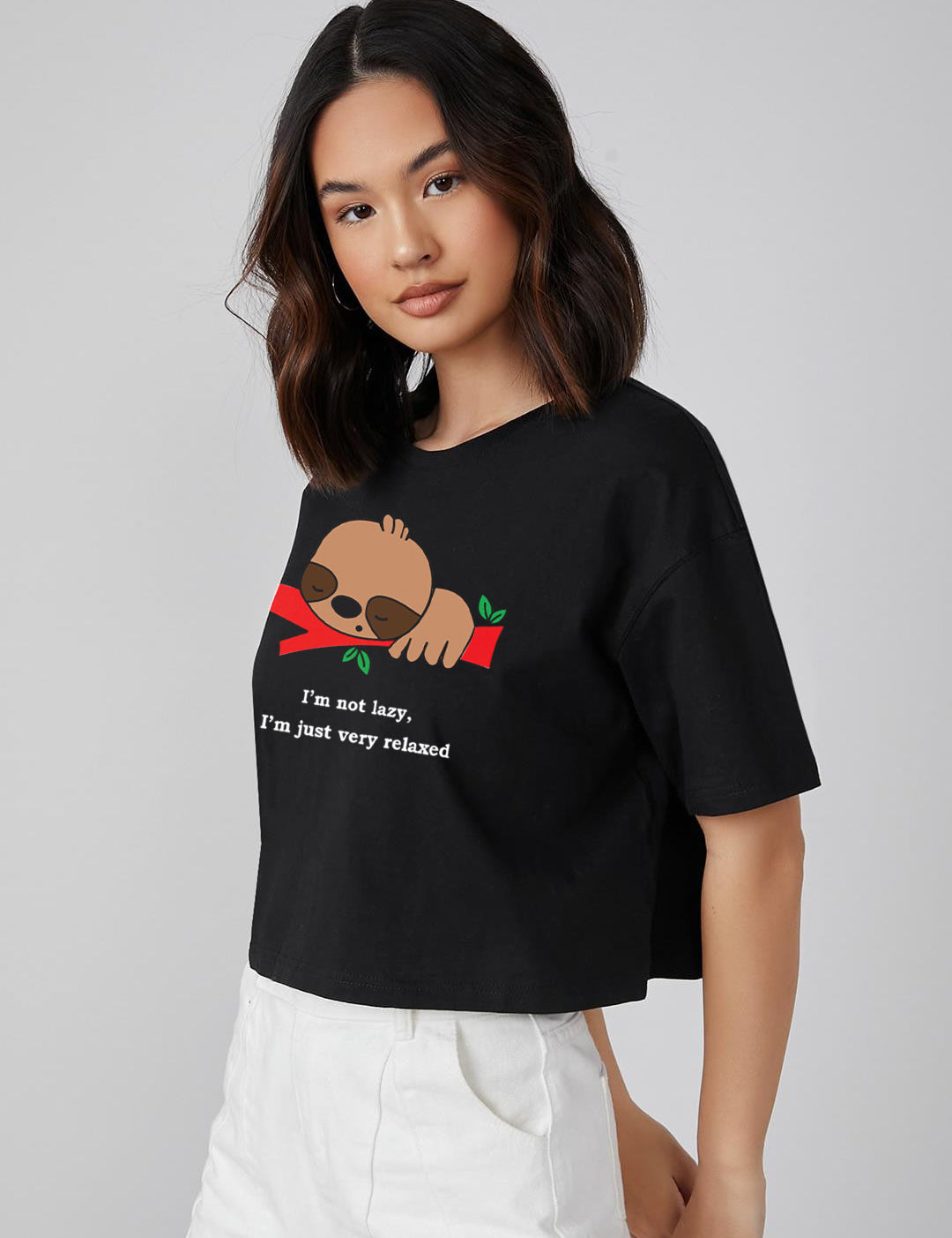KOTTY Printed Women Round Neck Black T-Shirt 