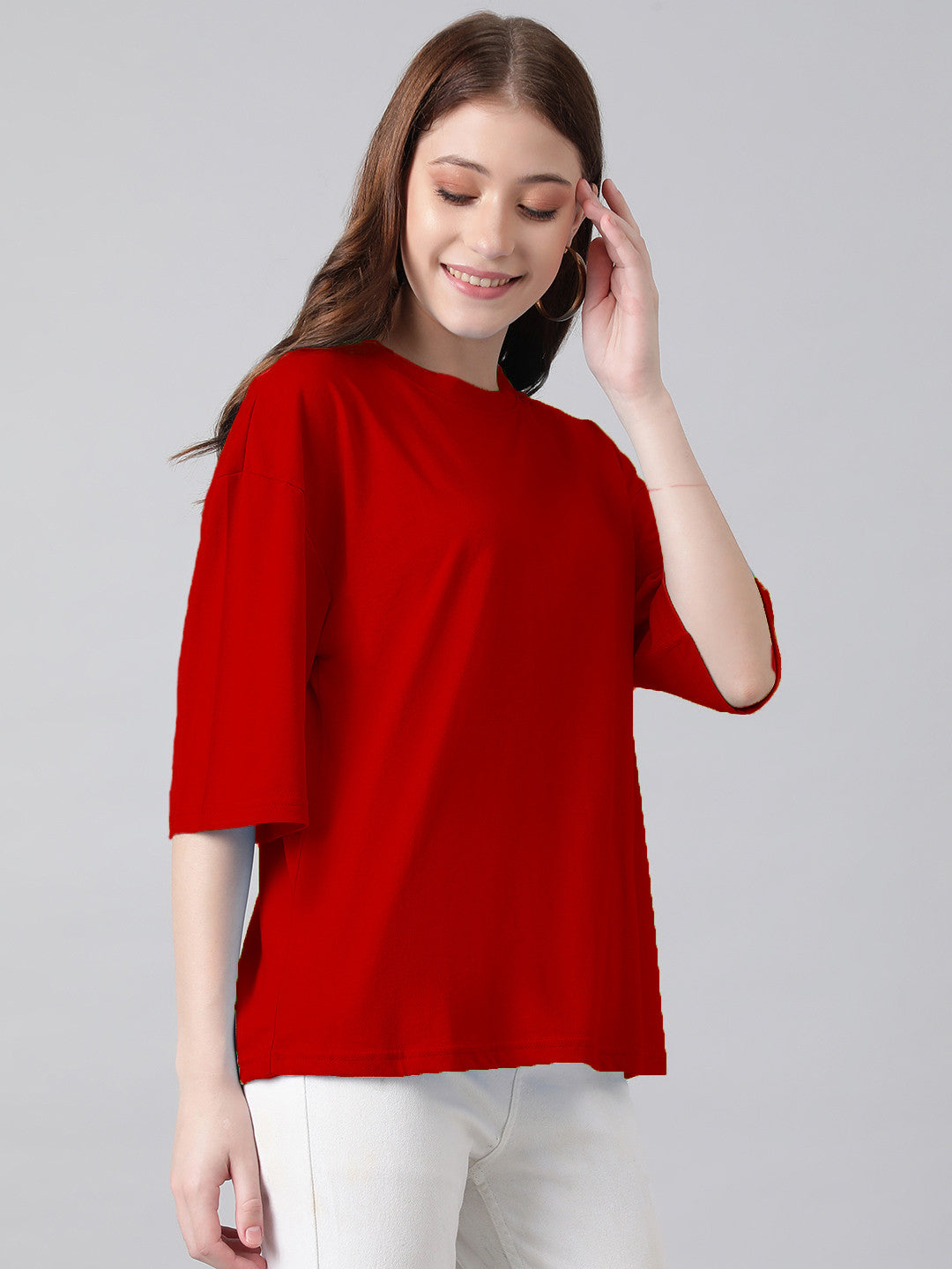 KOTTY Solid Women Round Neck Red T-Shirt 
