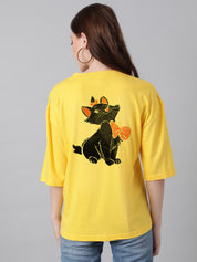 KOTTY Printed Women Round Neck Yellow T-Shirt 