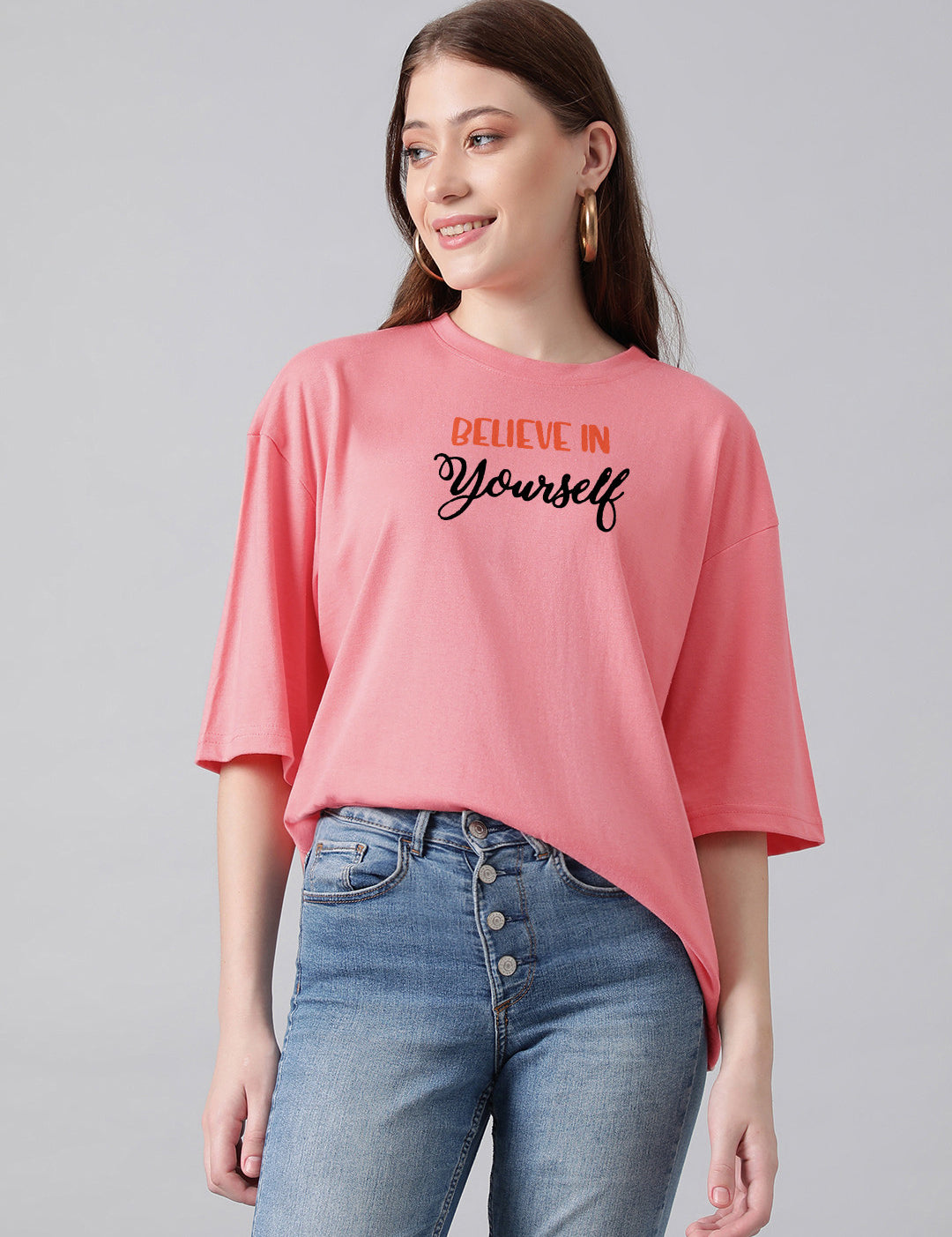 KOTTY Printed Women Round Neck Pink T-Shirt 