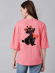 KOTTY Printed Women Round Neck Pink T-Shirt 