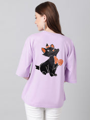 KOTTY Printed Women Round Neck Purple T-Shirt 
