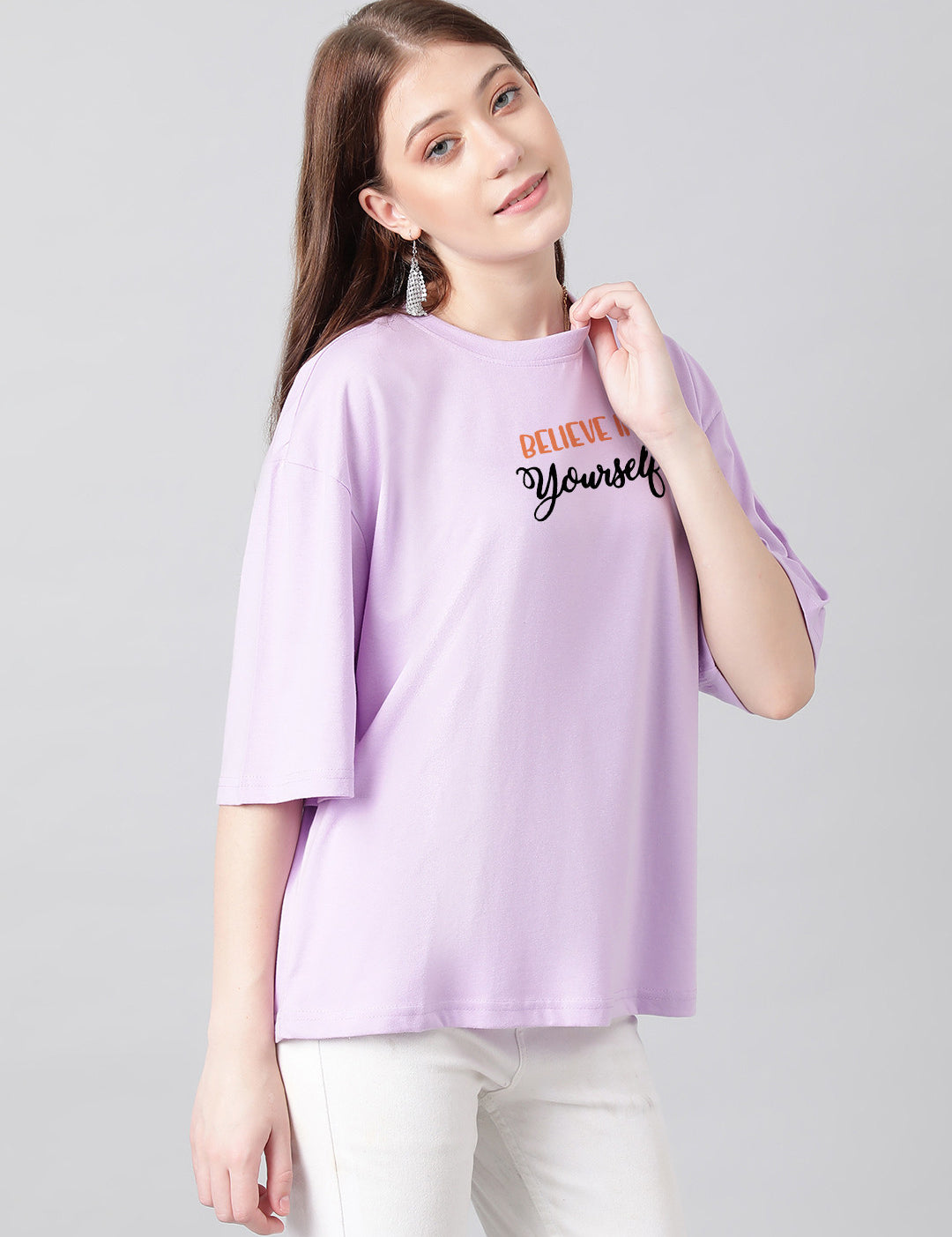 KOTTY Printed Women Round Neck Purple T-Shirt 