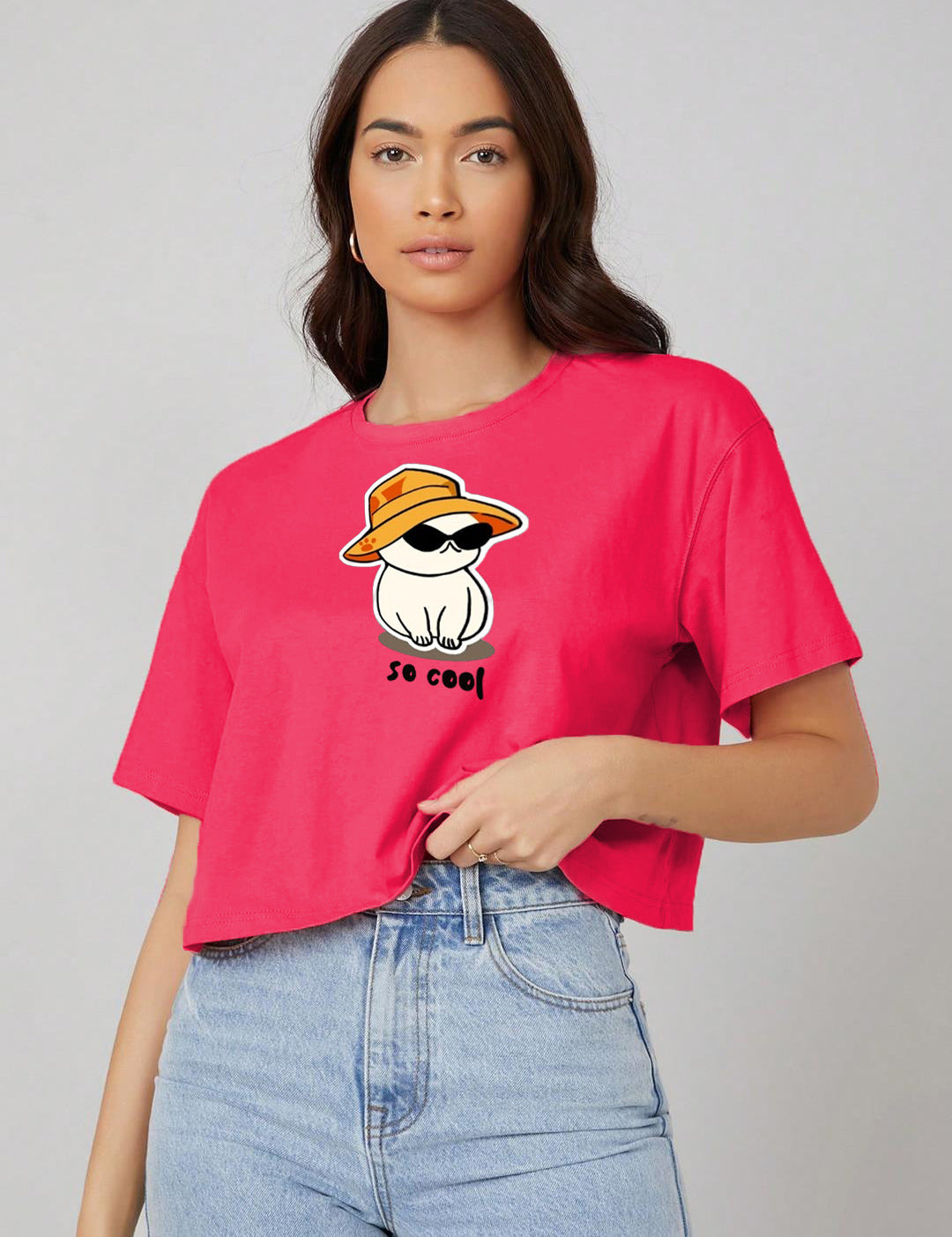 KOTTY Printed Women Round Neck Pink T-Shirt 